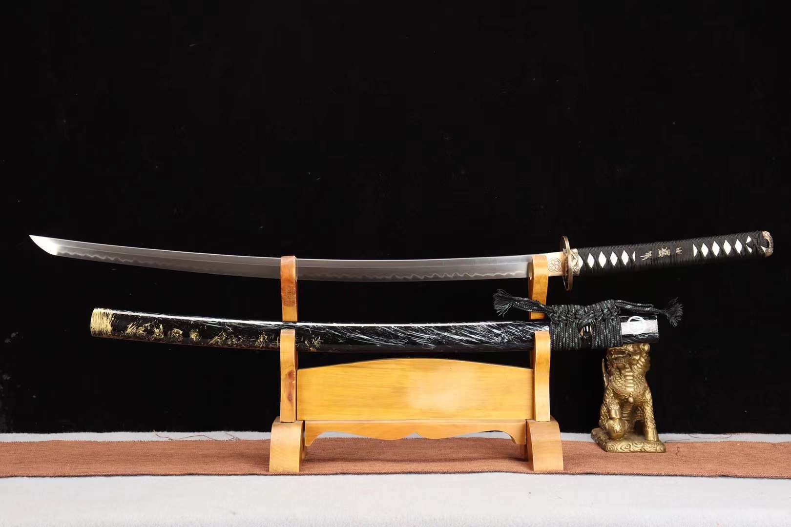 Handmade Japanese Sword Sharp Full Tang T10 Steel Tiger Samurai Sword Clay Burning Blade Katana loveyitadj