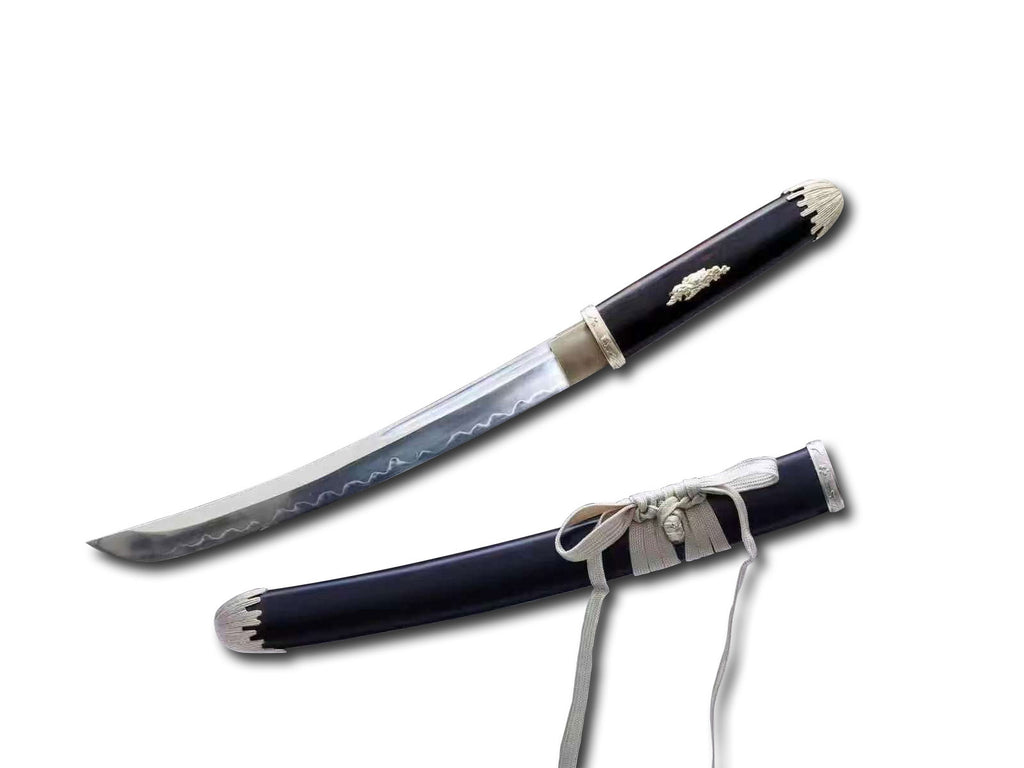 Handmade Japanese Samurai sword,T10 Steel Clay Burning Blade Short Tanto Katana Small Kinfe loveyitadj