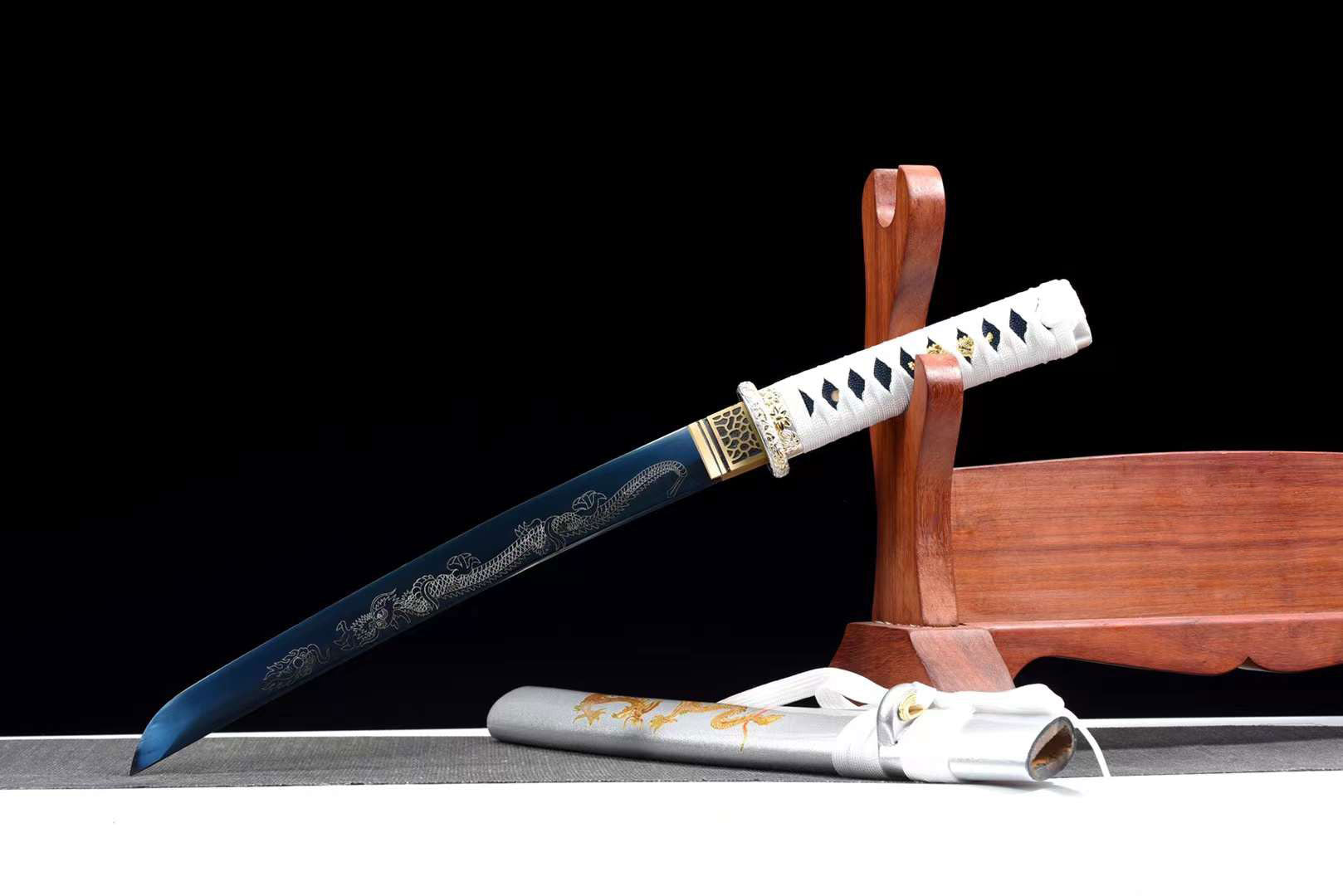 Dragon samurai sword,1060 Steel Short Kinfe,Japanese Katana sword,Small Sword Real Full Tang loveyitadj