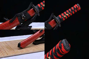 T10 Steel Handmade Japanese Samurai sword,Clay Burning Blade Short Tanto Katana Small Kinfe Real loveyitadj