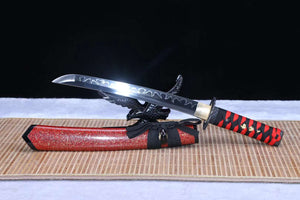 T10 Steel Handmade Japanese Samurai sword,Clay Burning Blade Short Tanto Katana Small Kinfe Real loveyitadj