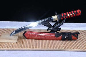 T10 Steel Handmade Japanese Samurai sword,Clay Burning Blade Short Tanto Katana Small Kinfe Real loveyitadj