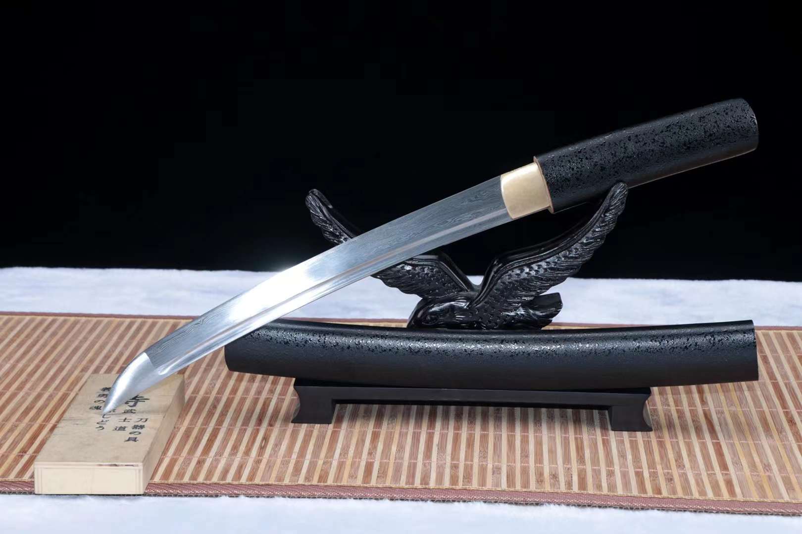 Damascus folding steel Short Kinfe,Japanese Katana Samurai sword,Small Sword Real Full Tang loveyitadj