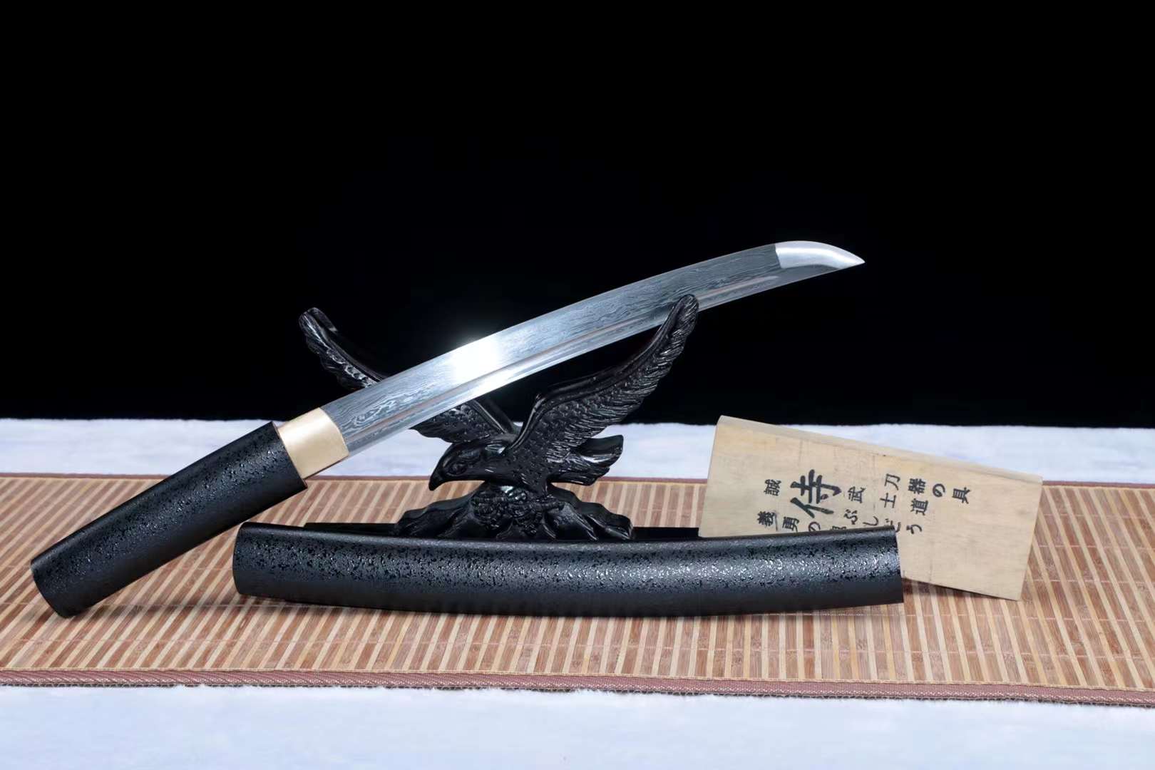 Damascus folding steel Short Kinfe,Japanese Katana Samurai sword,Small Sword Real Full Tang loveyitadj