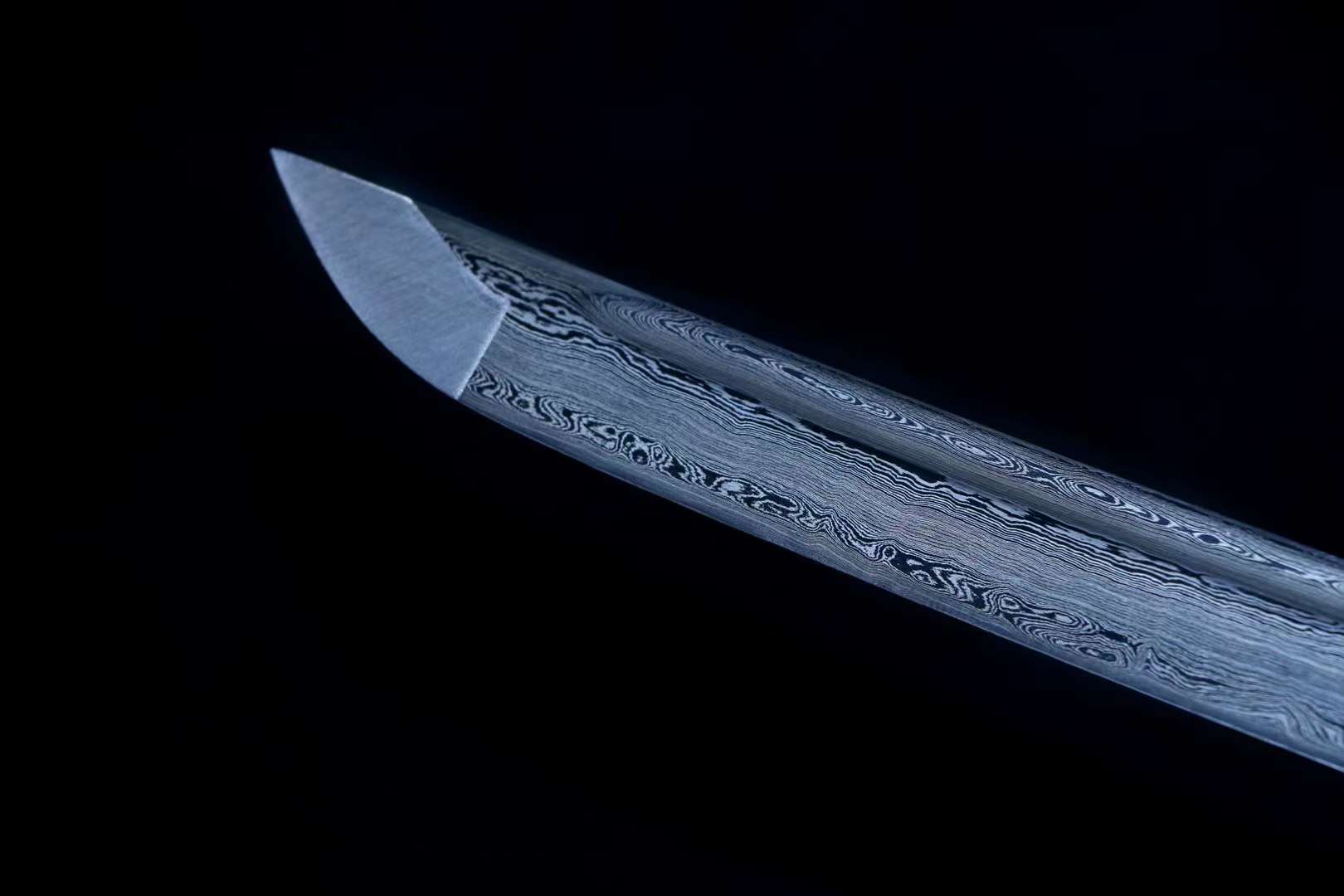 Damascus Folding Steel Samurai Sword Full Tang,Handmade Japanese Wakizashi Sword,Iaido Katana loveyitadj