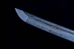 Damascus Folding Steel Samurai Sword Full Tang,Handmade Japanese Wakizashi Sword,Iaido Katana loveyitadj