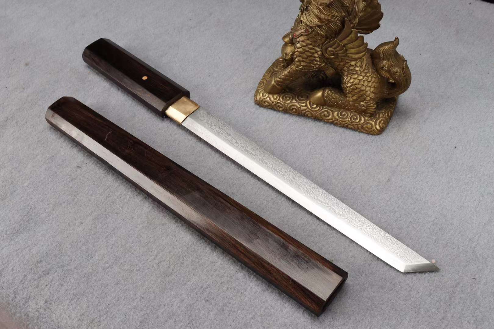 Handmade Japanese Sword,Katana Samurai sword,Damascus Steel Tanto Short Kinfe Small Katana loveyitadj