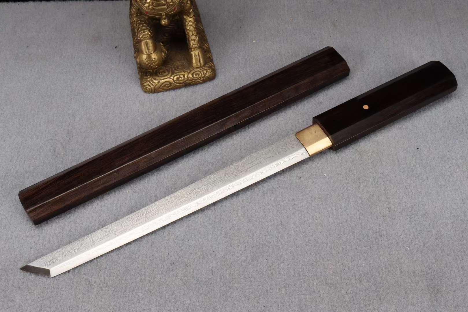 Handmade Japanese Sword,Katana Samurai sword,Damascus Steel Tanto Short Kinfe Small Katana loveyitadj
