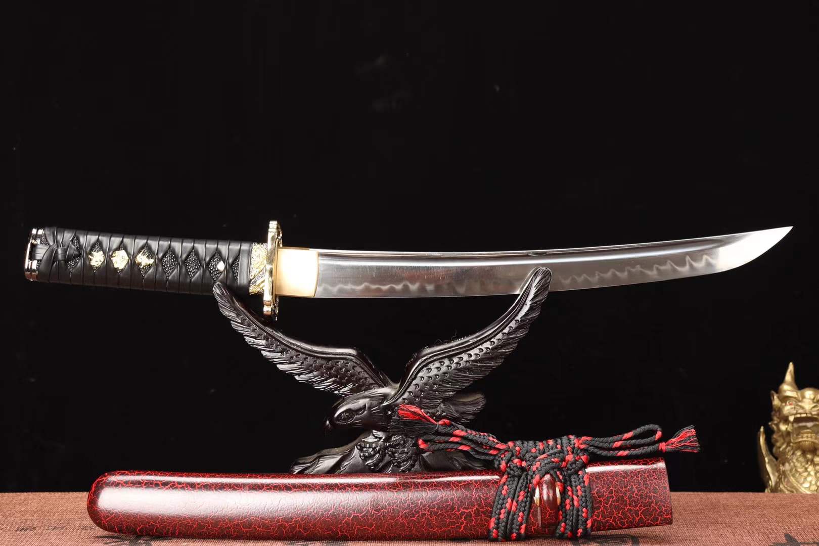 T10 Steel Sword,Short Knife,Harmon Katana,Japanese Tanto Samurai sword Real loveyitadj