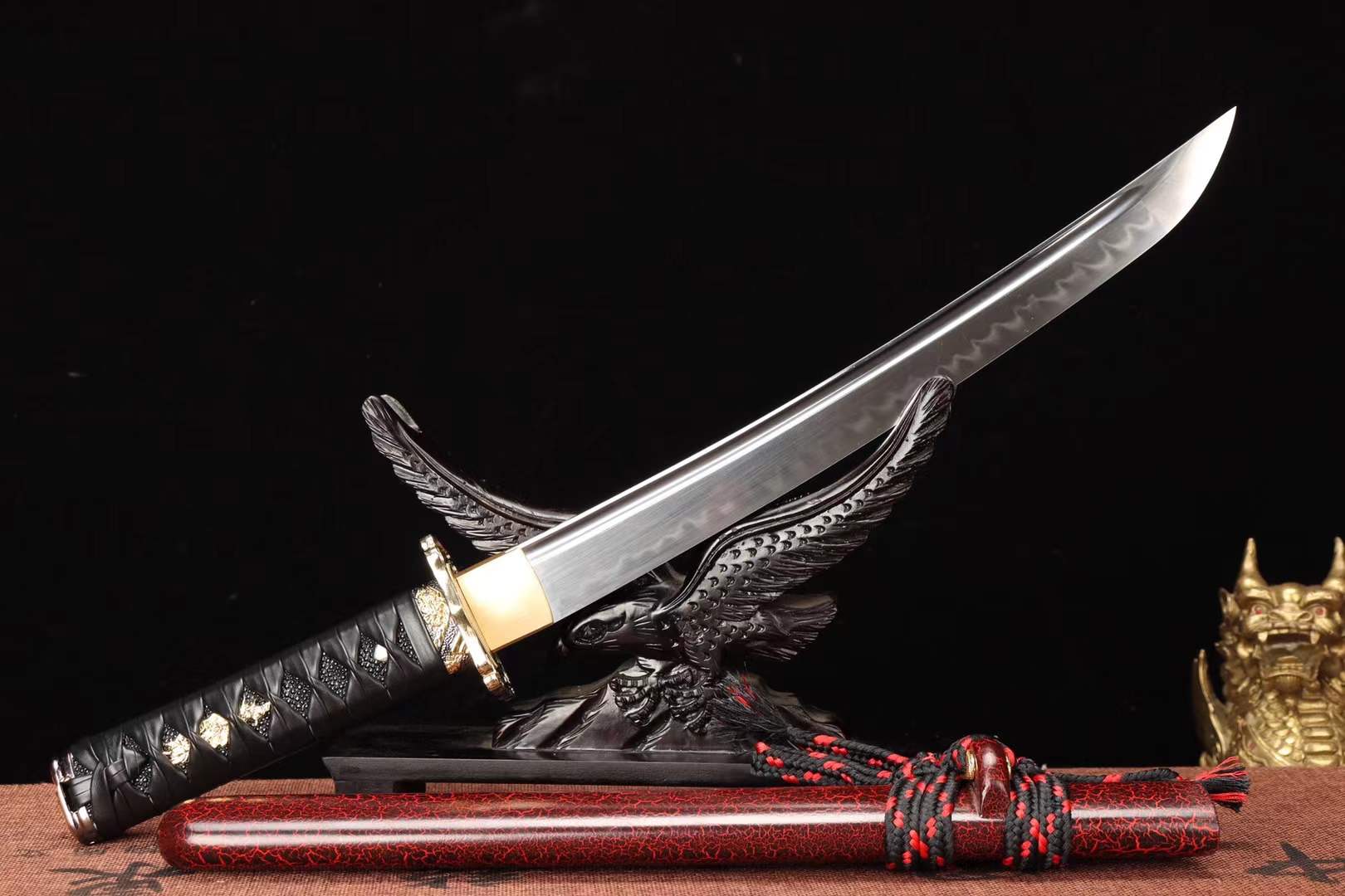 T10 Steel Sword,Short Knife,Harmon Katana,Japanese Tanto Samurai sword Real loveyitadj