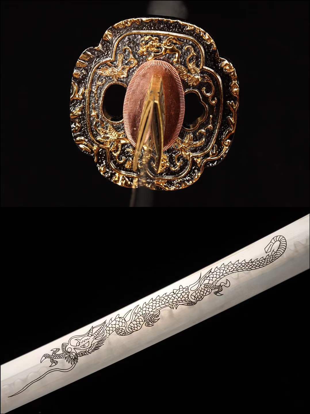 T10 Steel Clay Burning Blade Sowrd,Handmade Japanese Samurai Sword, Full Tang Katana,Dragon Sword loveyitadj