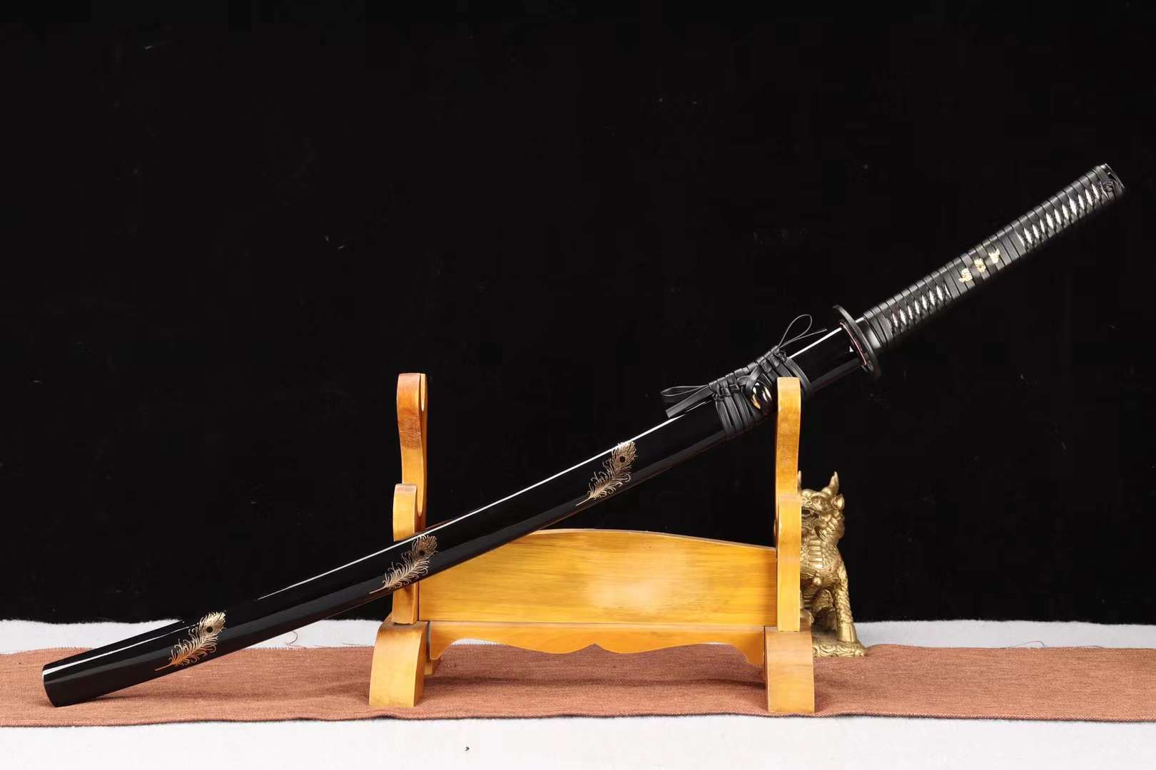 Handmade Japanese Katana Sword, T8 Folding Steel Samurai Sword,Clay Burning Blade Swords loveyitadj