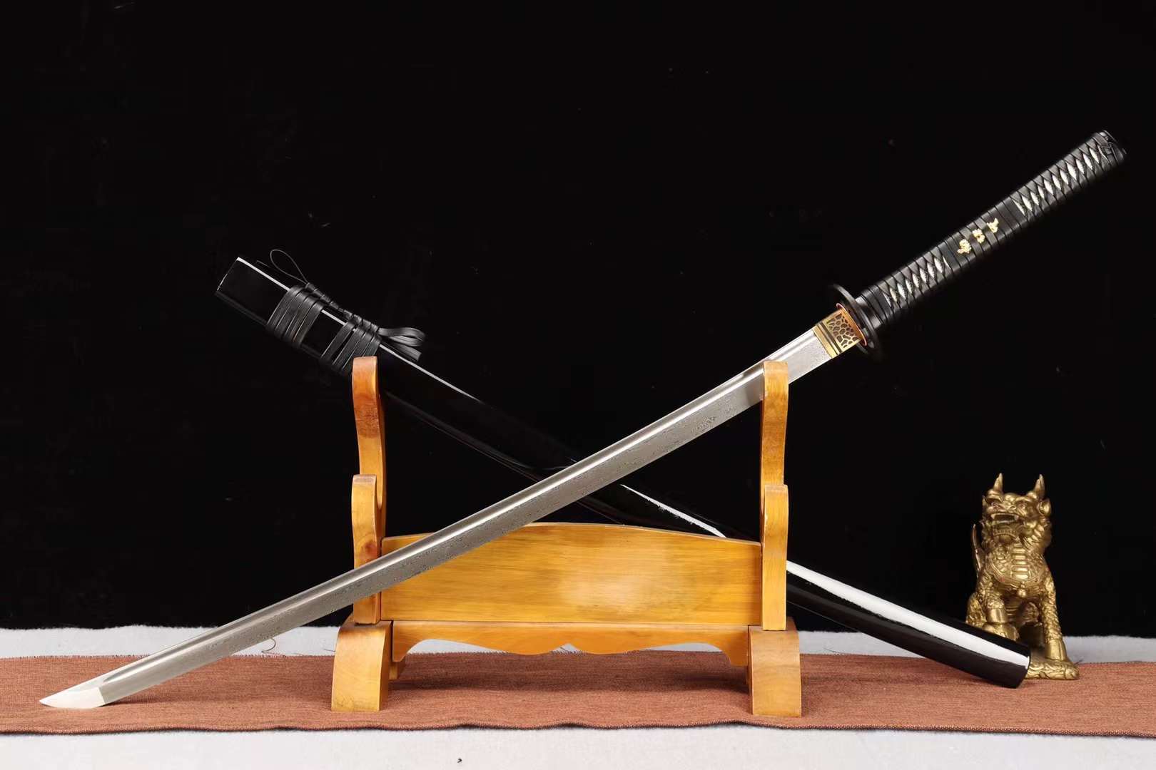 Handmade Japanese Katana Sword, T8 Folding Steel Samurai Sword,Clay Burning Blade Swords loveyitadj