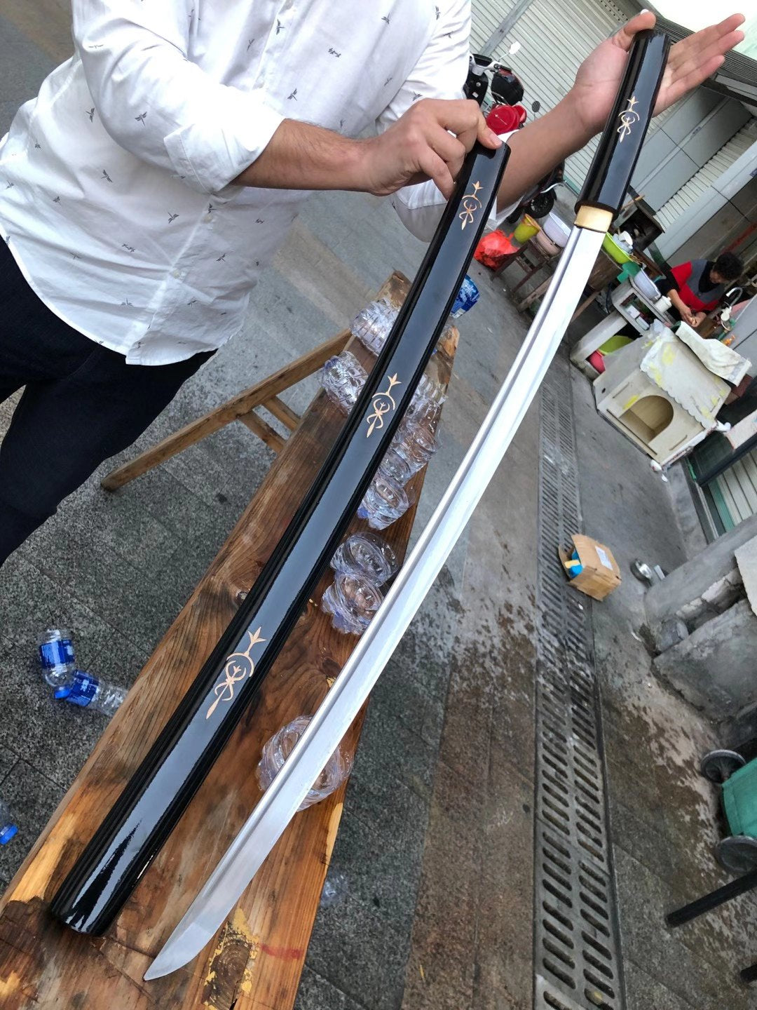 1095 Steel Japanese Sword,Iai samurai sword,Full Tang,Katana Sword Real loveyitadj