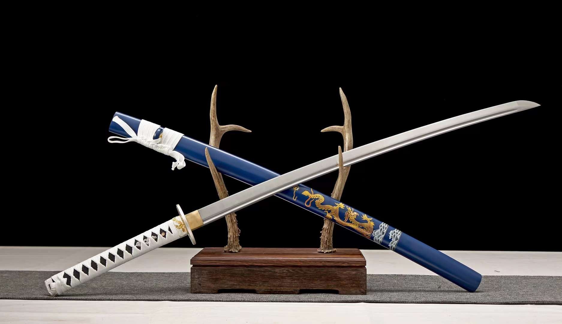 1090 steel sword set,japanese full tang sword,katana sword,handmade samurai sword set,dragon sword loveyitadj