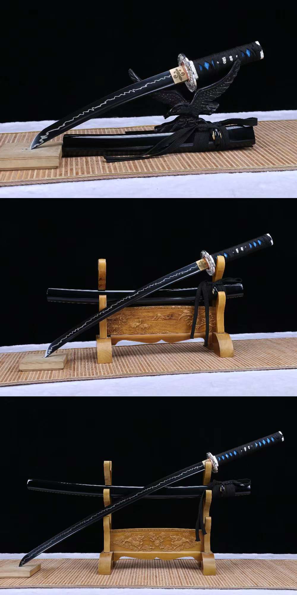 handmade 1095 steel sword set,japanese samurai sword set,full tang sword katana set loveyitadj