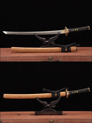Damascus folding steel samurai sword set,clay burning blade sword set,handmade full tang katana set loveyitadj