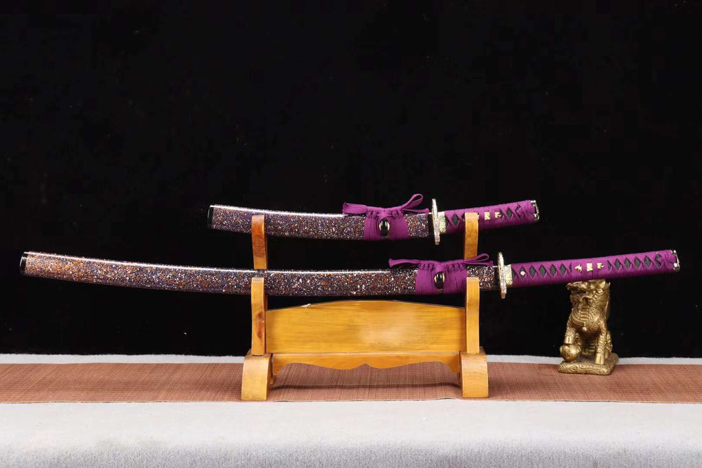handmade samurai sword,1090 steel sword set,sword steel katana sword,samurai sword purple loveyitadj