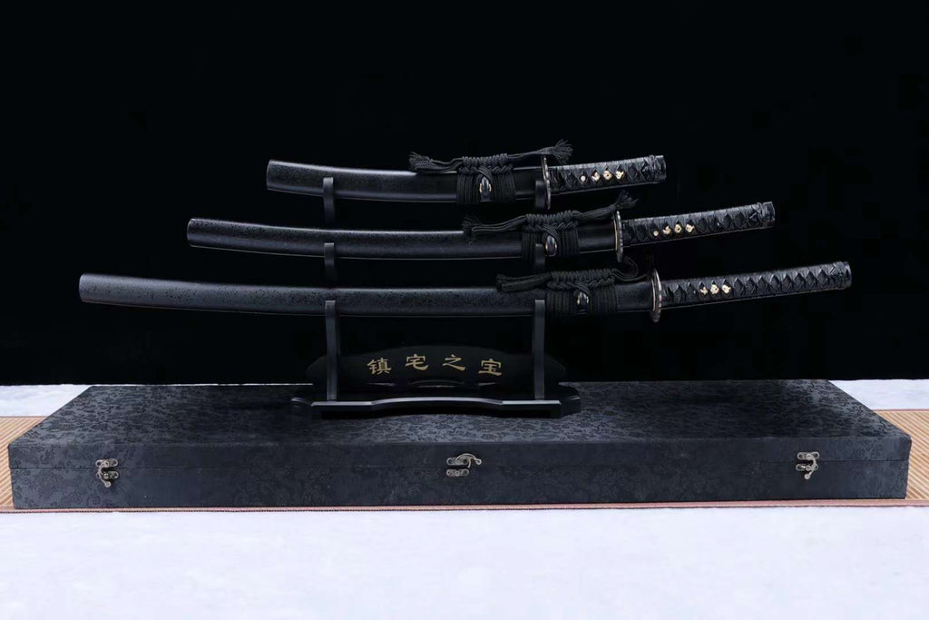 Sword Set,Handmade Japanese Samurai sword,1060 Steel Katana Set,Black Sword Set loveyitadj