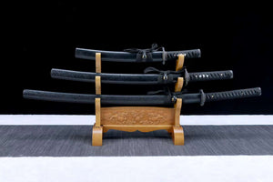 1045 steel samurai sword set,japanese katana black sword set,handmade full tang katana set loveyitadj