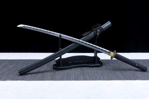1045 steel samurai sword set,japanese katana black sword set,handmade full tang katana set loveyitadj