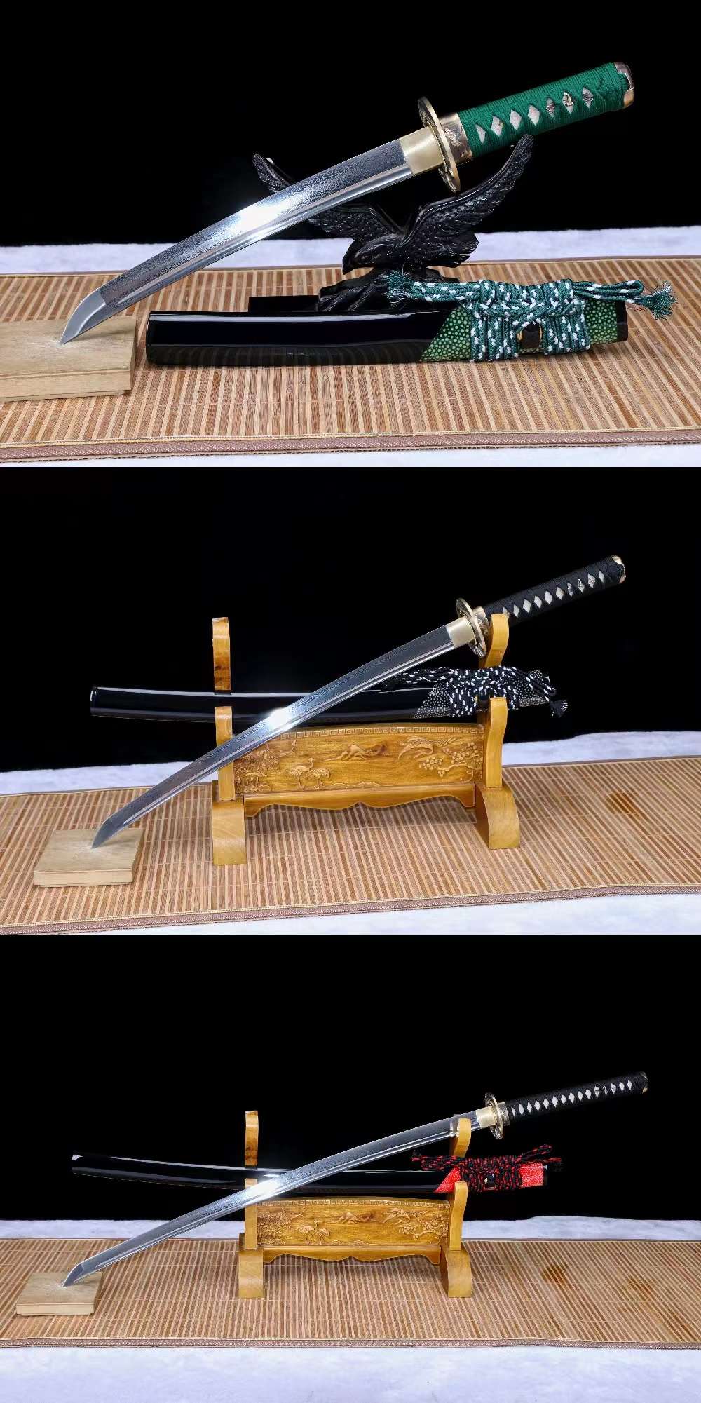 handmade samurai sword set,japanese katana,damascus folding steel sword set,full tang sword set loveyitadj