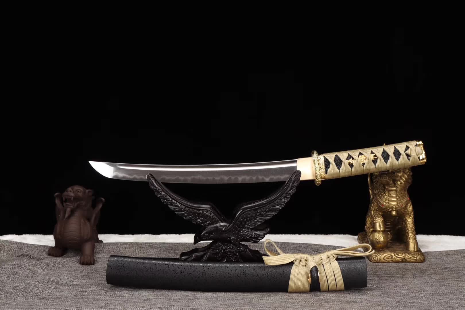 Small Sword,Katana Samurai sword,T10 Steel Tanto Sword Handmade Japanese Sword Short Kinfe loveyitadj