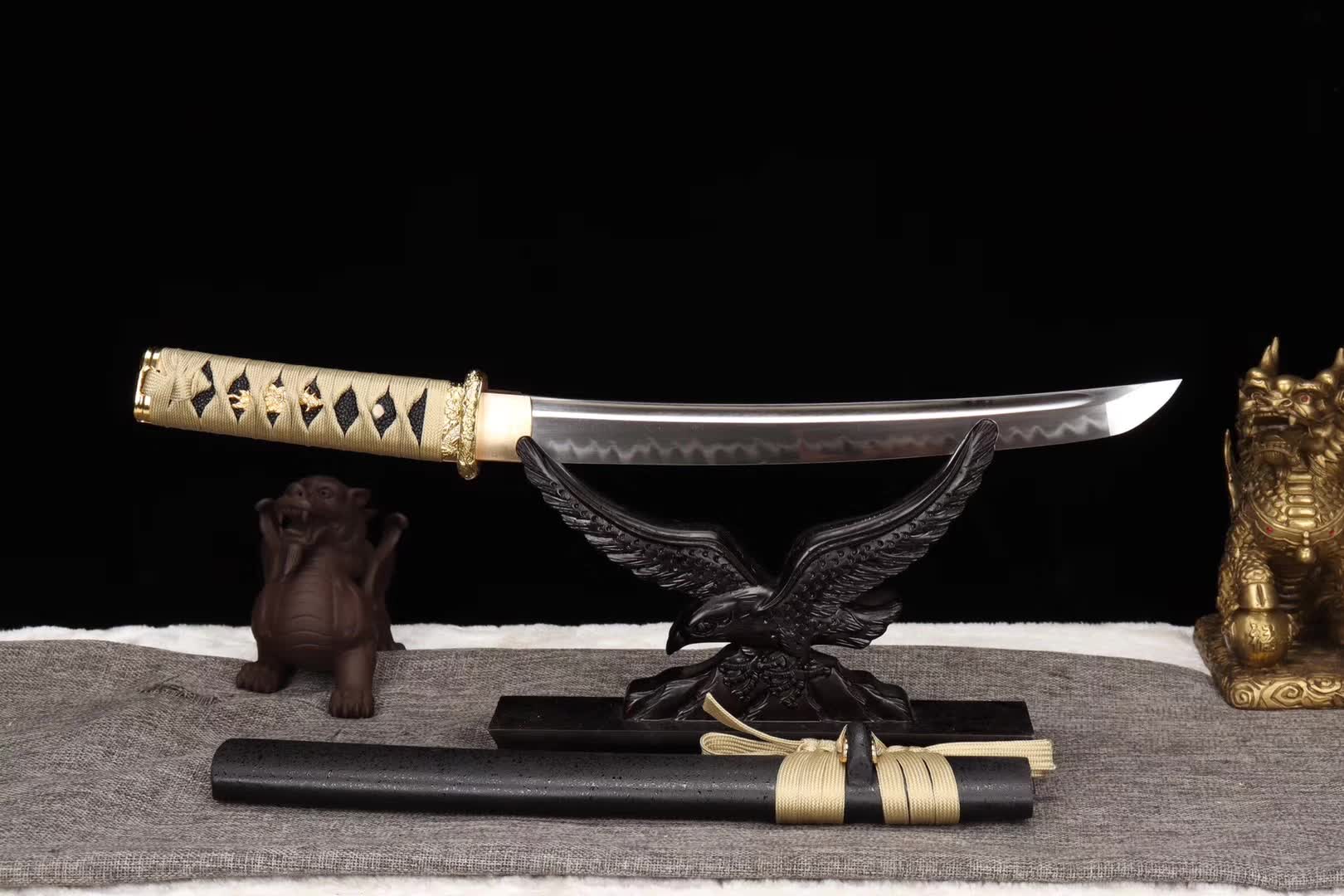 Small Sword,Katana Samurai sword,T10 Steel Tanto Sword Handmade Japanese Sword Short Kinfe loveyitadj