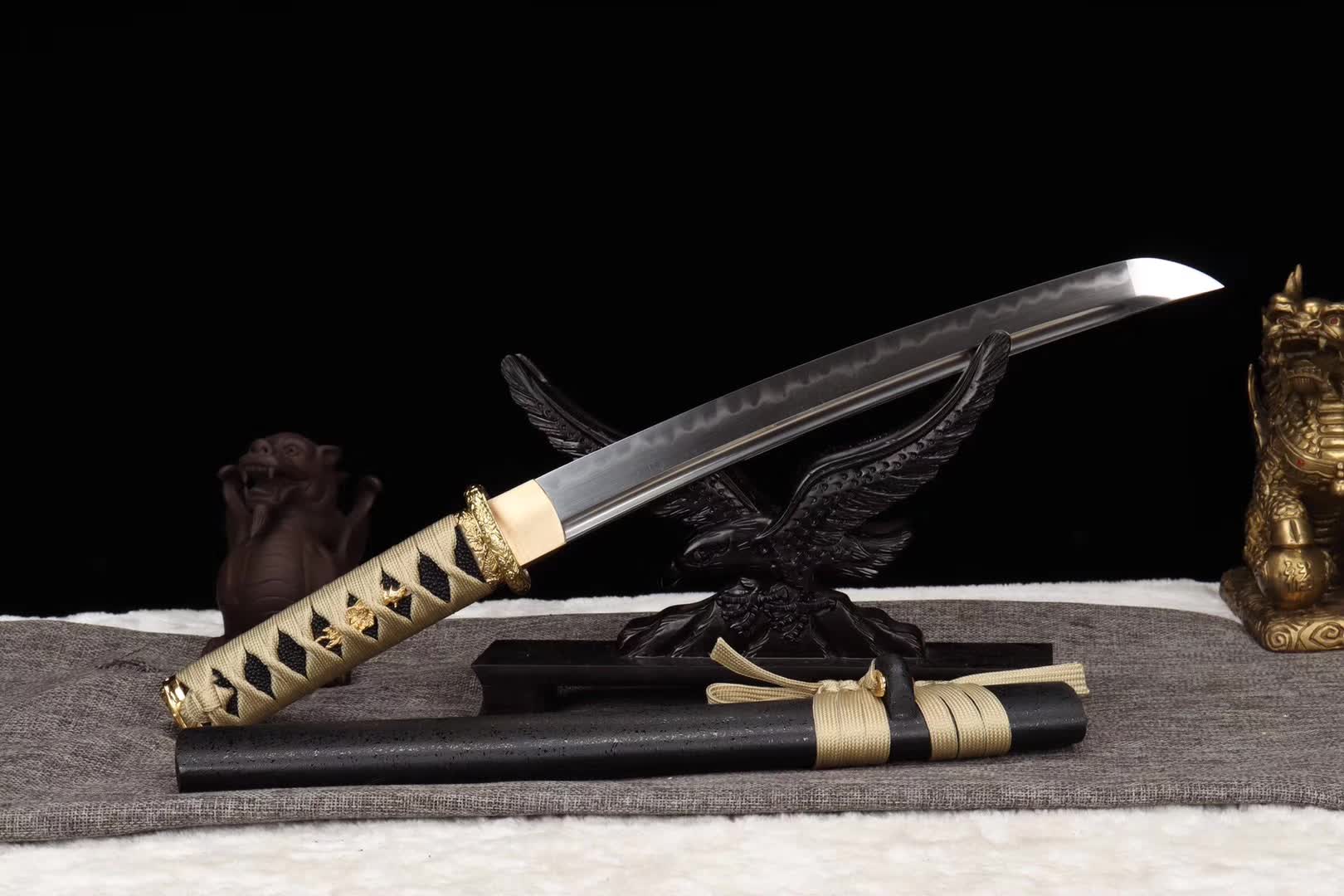 Small Sword,Katana Samurai sword,T10 Steel Tanto Sword Handmade Japanese Sword Short Kinfe loveyitadj