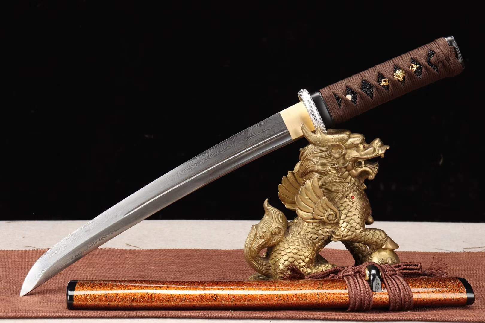 T8 Steel Short Kinfe,Handmade Japanese Small Sword,Katana Samurai sword Tanto Sword loveyitadj