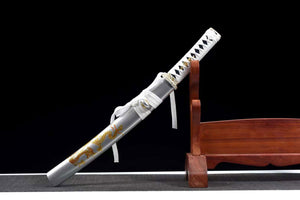 Dragon samurai sword,1060 Steel Short Kinfe,Japanese Katana sword,Small Sword Real Full Tang loveyitadj