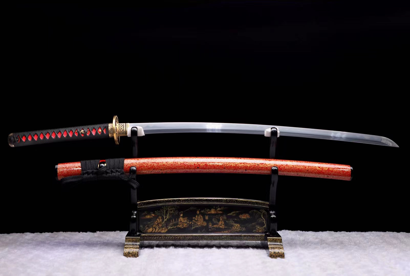 Damascus steel T10 steel clay burnt blade samurai sword/real samurai sword handmade katana hansi sword