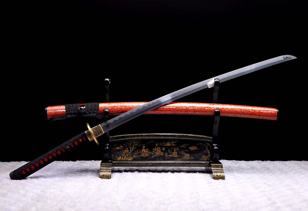 Damascus steel T10 steel clay burnt blade samurai sword/real samurai sword handmade katana hansi sword