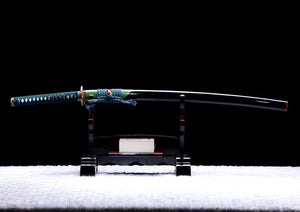 Handmade T10 steel samurai sword, Japanese Iaido samurai sword T10 steel Damascus steel sword clay burnt blade sword loveyitadj
