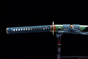 Handmade T10 steel samurai sword, Japanese Iaido samurai sword T10 steel Damascus steel sword clay burnt blade sword loveyitadj