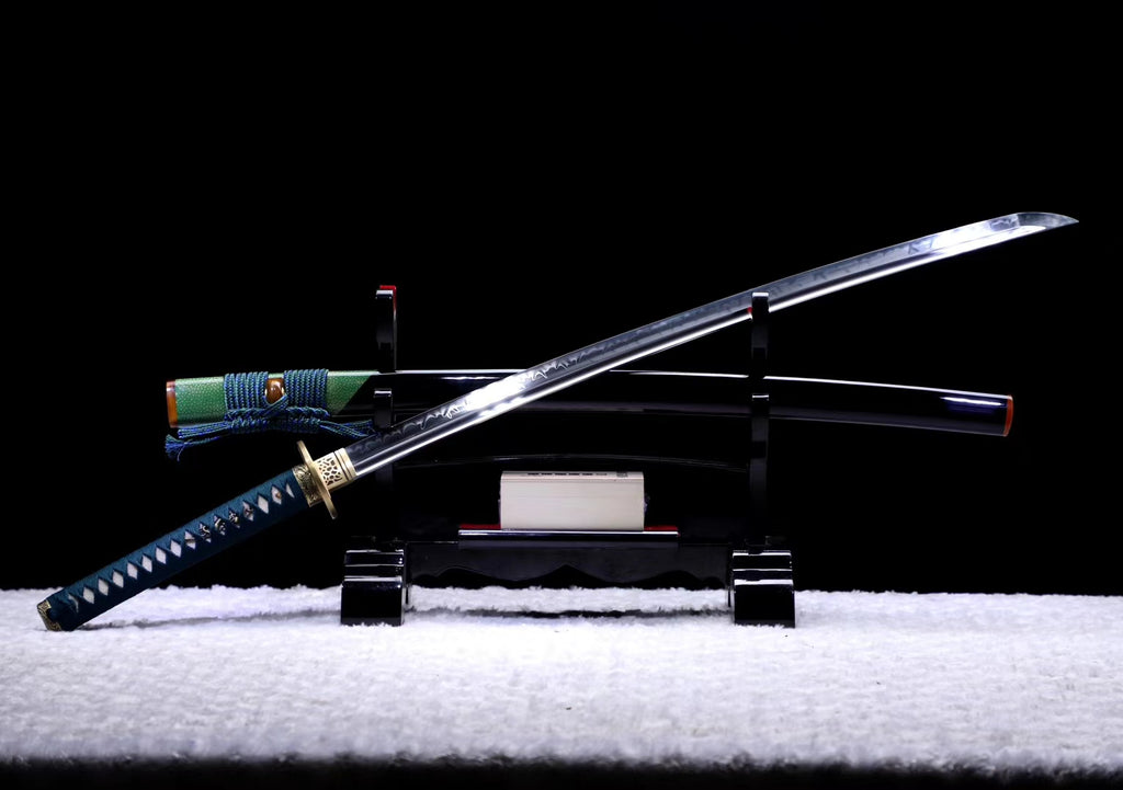 Handmade T10 steel samurai sword, Japanese Iaido samurai sword T10 steel Damascus steel sword clay burnt blade sword loveyitadj