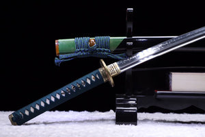 Handmade T10 steel samurai sword, Japanese Iaido samurai sword T10 steel Damascus steel sword clay burnt blade sword loveyitadj