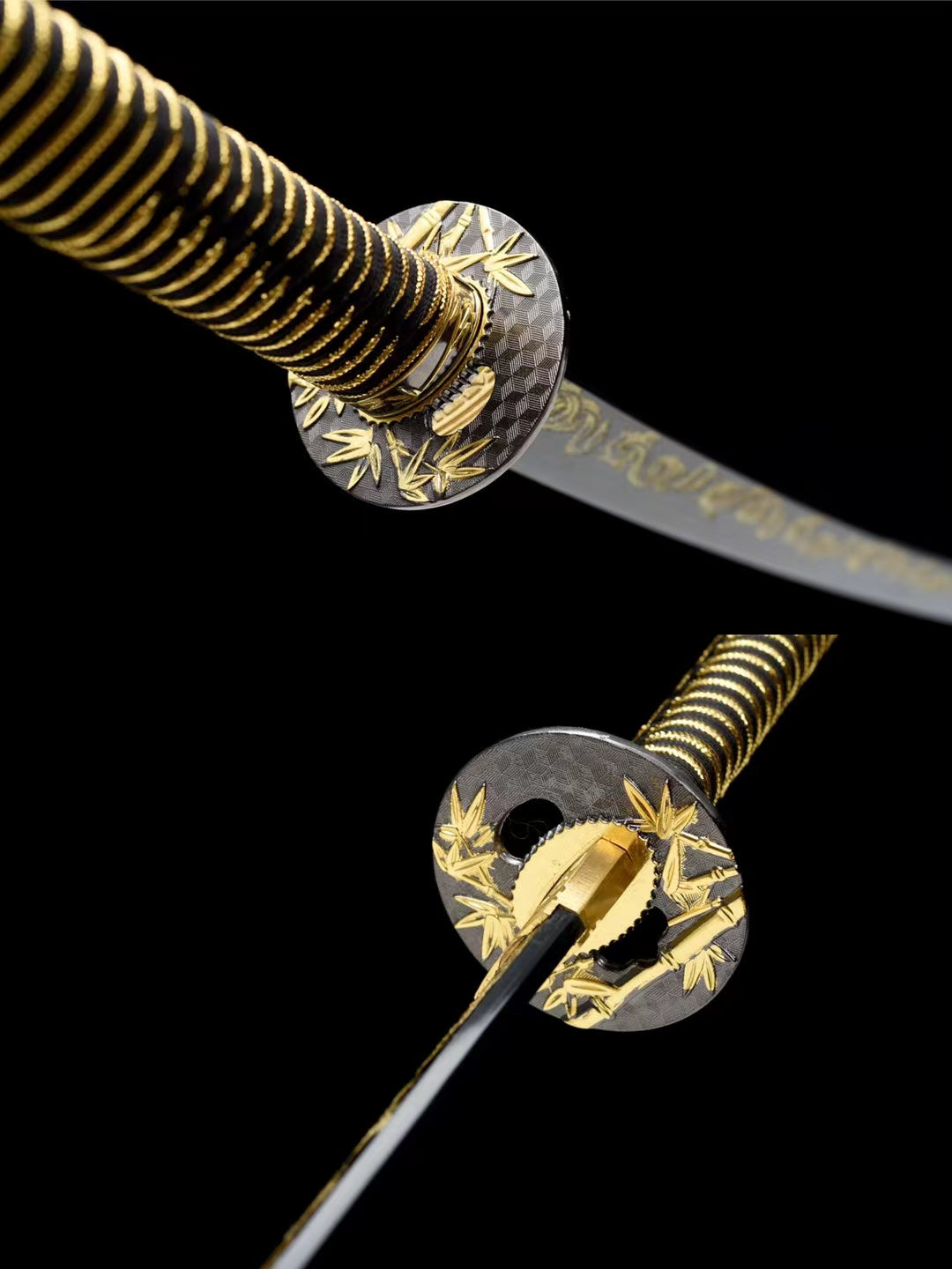 1045 carbon steel Japanese katana, carved dragon katana, black katana hansi sword