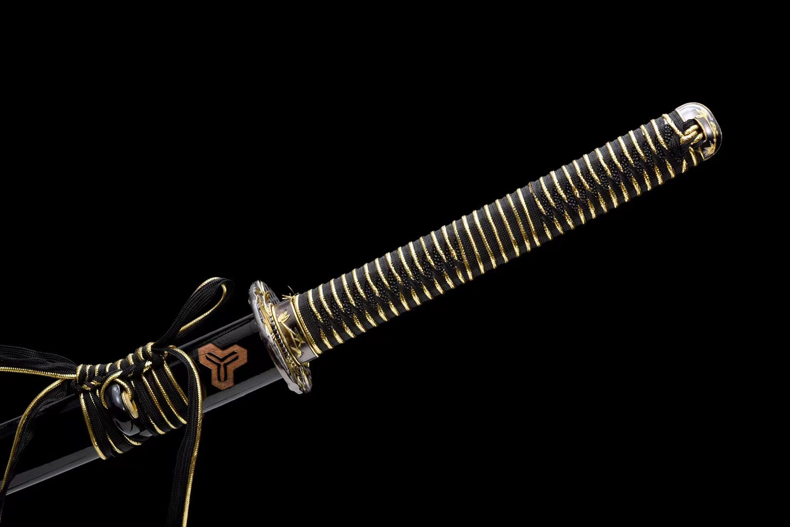 1045 carbon steel Japanese katana, carved dragon katana, black katana hansi sword