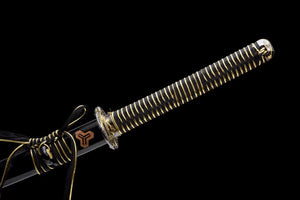 1045 carbon steel Japanese katana, carved dragon katana, black katana hansi sword