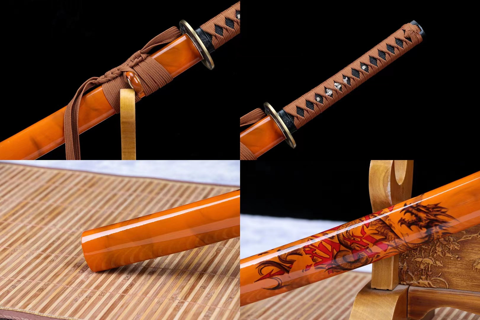 1090 steel handmade samurai sword full Tang sword real sword dragon katana hansi sword